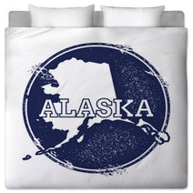 Alaska Vector Map Grunge Rubber Stamp With The Name And Map Of Alaska Vector Illustration Can Be Used As Insignia Logotype Label Sticker Or Badge Of Usa State Bedding 115018464