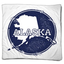 Alaska Vector Map Grunge Rubber Stamp With The Name And Map Of Alaska Vector Illustration Can Be Used As Insignia Logotype Label Sticker Or Badge Of Usa State Blankets 115018464