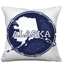 Alaska Vector Map Grunge Rubber Stamp With The Name And Map Of Alaska Vector Illustration Can Be Used As Insignia Logotype Label Sticker Or Badge Of Usa State Pillows 115018464