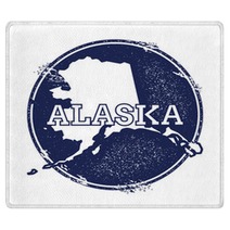Alaska Vector Map Grunge Rubber Stamp With The Name And Map Of Alaska Vector Illustration Can Be Used As Insignia Logotype Label Sticker Or Badge Of Usa State Rugs 115018464