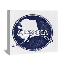 Alaska Vector Map Grunge Rubber Stamp With The Name And Map Of Alaska Vector Illustration Can Be Used As Insignia Logotype Label Sticker Or Badge Of Usa State Wall Art 115018464