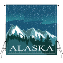 Alaska Vector Travel Poster Usa Unuted States Of America Illustration Backdrops 128443175