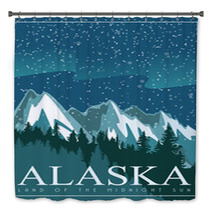 Alaska Vector Travel Poster Usa Unuted States Of America Illustration Bath Decor 128443175