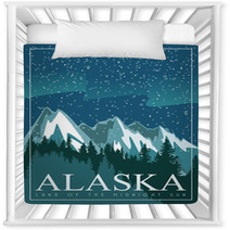 Alaska Vector Travel Poster Usa Unuted States Of America Illustration Nursery Decor 128443175