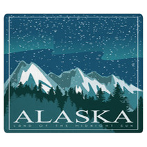 Alaska Vector Travel Poster Usa Unuted States Of America Illustration Rugs 128443175