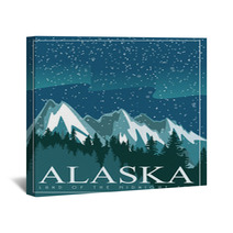 Alaska Vector Travel Poster Usa Unuted States Of America Illustration Wall Art 128443175