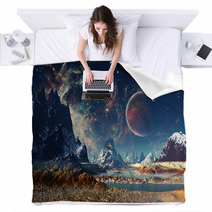 Alien Planet - 3D Rendered Computer Artwork Blankets 71022926