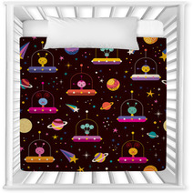 Aliens Space Pattern Nursery Decor 64520844