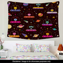Aliens Space Pattern Wall Art 64520844