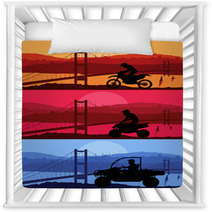 All Terrain Vehicle Motorbike Riders In Arabic City Bridge Nursery Decor 38315909