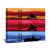 All Terrain Vehicle Motorbike Riders In Arabic City Bridge Wall Art 38315909