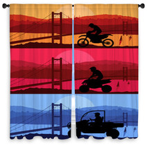 All Terrain Vehicle Motorbike Riders In Arabic City Bridge Window Curtains 38315909