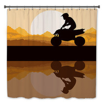 All Terrain Vehicle Quad Motorbike Rider In Wild Nature Bath Decor 47833777