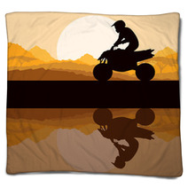 All Terrain Vehicle Quad Motorbike Rider In Wild Nature Blankets 47833777