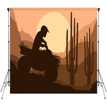 All Terrain Vehicle Quad Motorbike Rider In Wild Nature Desert Backdrops 38316041
