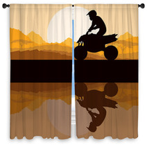 All Terrain Vehicle Quad Motorbike Rider In Wild Nature Window Curtains 47833777