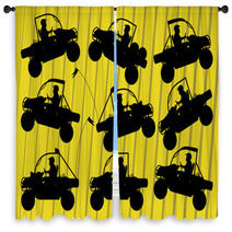 All Terrain Vehicle Quad Motorbikes And Dune Buggy Riders Window Curtains 38315910