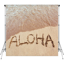 Aloha Written On A Hawaiian Beach Backdrops 48869291