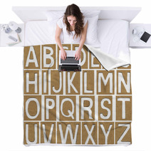 Alphabet Letters Made From Cardboard Paper School Background Blankets 56174947