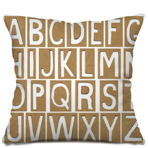 Alphabet Letters Made From Cardboard Paper School Background Pillows 56174947