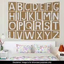 Alphabet Letters Made From Cardboard Paper School Background Wall Art 56174947