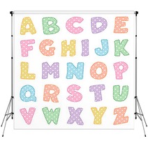 Alphabet Original Polka Dot Design In Pastel Pink Blue Green Yellow Lavender Orange And Aqua Uppercase Letters With Stitch Detail For Baby Albums Nursery Scrapbooks Back To School Crafts Backdrops 90027910