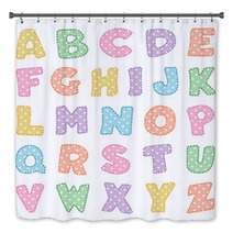 Alphabet Original Polka Dot Design In Pastel Pink Blue Green Yellow Lavender Orange And Aqua Uppercase Letters With Stitch Detail For Baby Albums Nursery Scrapbooks Back To School Crafts Bath Decor 90027910