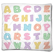 Alphabet Original Polka Dot Design In Pastel Pink Blue Green Yellow Lavender Orange And Aqua Uppercase Letters With Stitch Detail For Baby Albums Nursery Scrapbooks Back To School Crafts Blankets 90027910