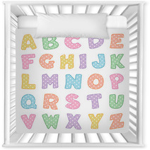 Alphabet Original Polka Dot Design In Pastel Pink Blue Green Yellow Lavender Orange And Aqua Uppercase Letters With Stitch Detail For Baby Albums Nursery Scrapbooks Back To School Crafts Nursery Decor 90027910