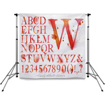 Alphabet Watercolor Red Backdrops 67095687