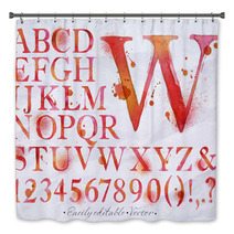 Alphabet Watercolor Red Bath Decor 67095687