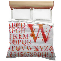 Alphabet Watercolor Red Bedding 67095687