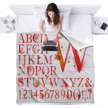 Alphabet Watercolor Red Blankets 67095687