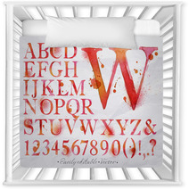 Alphabet Watercolor Red Nursery Decor 67095687