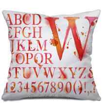 Alphabet Watercolor Red Pillows 67095687