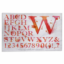 Alphabet Watercolor Red Rugs 67095687