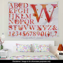 Alphabet Watercolor Red Wall Art 67095687