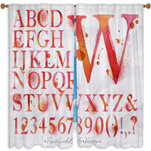 Alphabet Watercolor Red Window Curtains 67095687