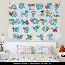 Alphabet With Bubbles Vector Isolated Letters Wall Art 42530586