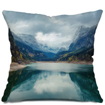Alpine Lake With Dramatic Sky And Mountains. Tirol, Austria Pillows 65114996