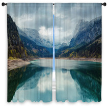 Alpine Lake With Dramatic Sky And Mountains. Tirol, Austria Window Curtains 65114996