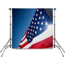 Amereican Flag Display Commemorating National Holiday Backdrops 43448206