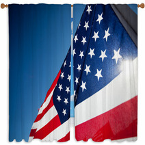 Amereican Flag Display Commemorating National Holiday Window Curtains 43448206