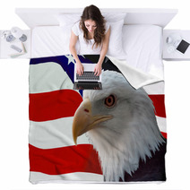 American Bald Eagle On Flag Blankets 862924