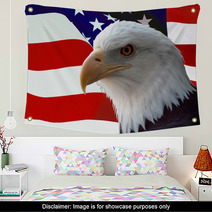 American Bald Eagle On Flag Wall Art 862924