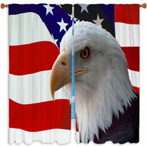 American Bald Eagle On Flag Window Curtains 862924