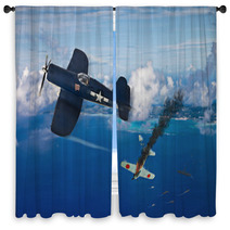 American Corsair Fighter Military Plane Window Curtains 120540421
