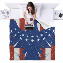 American Eagle Background In Flag Colors Blankets 101287361