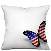 American Flag Butterfly, Isolated On White Background Pillows 42606132