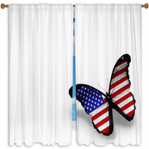 American Flag Butterfly, Isolated On White Background Window Curtains 42606132